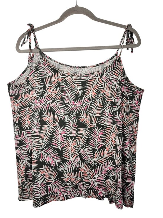 GAP Factory Tops - GAP Luxe Black Pink White Botanical Print Tie Strap Tank Top Plus Size XXL